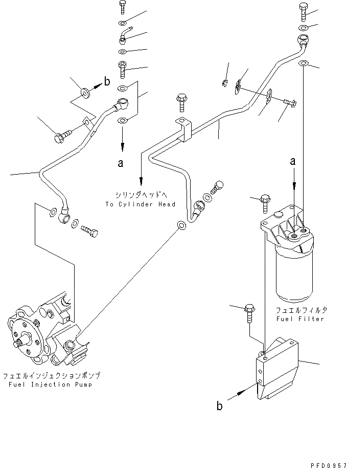 Схема запчастей Komatsu S4D102E-1G - ТОПЛИВН. ФИЛЬТР. КРЕПЛЕНИЕ И ПАТРУБКИ(№78-) ДВИГАТЕЛЬ
