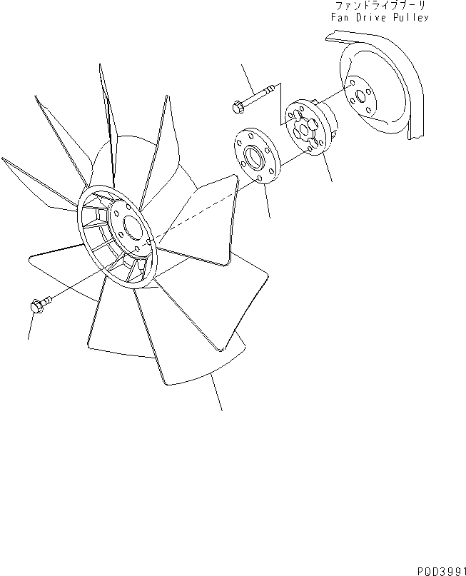 Схема запчастей Komatsu S4D102E-1G - ВЕНТИЛЯТОР ОХЛАЖДЕНИЯ(№7-98) ДВИГАТЕЛЬ