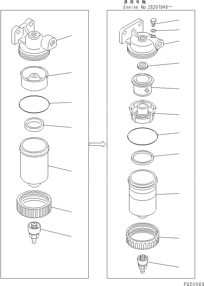 Схема запчастей Komatsu S4D102E-1J - ВОДООТДЕЛИТЕЛЬ (ОПЦИОНН) (ВНУТР. ЧАСТИ)(№-8) ДВИГАТЕЛЬ