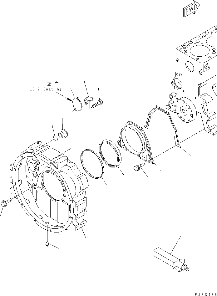 Схема запчастей Komatsu S4D102E-1N-L - КАРТЕР МАХОВИКА(№8-) ДВИГАТЕЛЬ