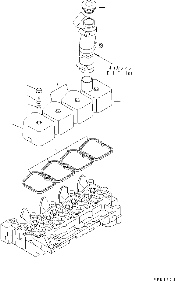 Схема запчастей Komatsu S4D102E-1J - КРЫШКА ГОЛОВКИ(№-) ДВИГАТЕЛЬ