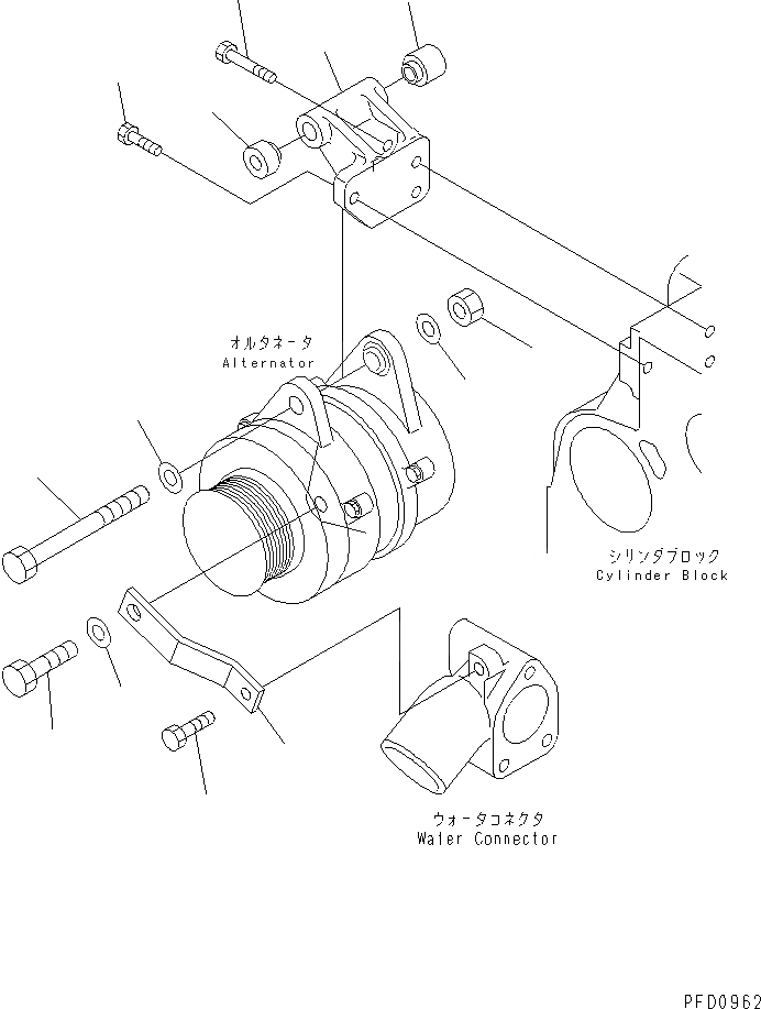 Схема запчастей Komatsu S4D102E-1E - ГЕНЕРАТОР СУППОРТ(№-) ДВИГАТЕЛЬ