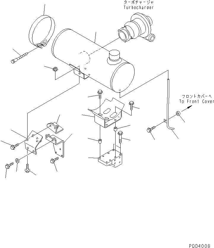 Схема запчастей Komatsu S4D102E-1L - ГЛУШИТЕЛЬ(№77-7) ДВИГАТЕЛЬ