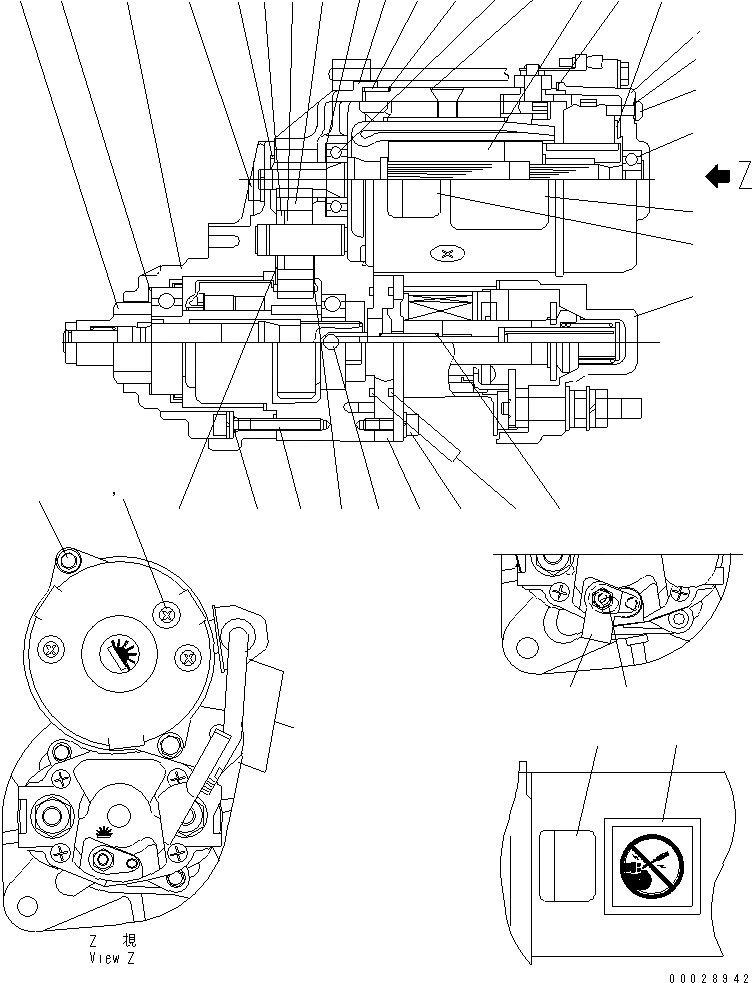 Схема запчастей Komatsu S4D102E-1N-2D - СТАРТЕР (.KW) (ВНУТР. ЧАСТИ)(№-) ДВИГАТЕЛЬ
