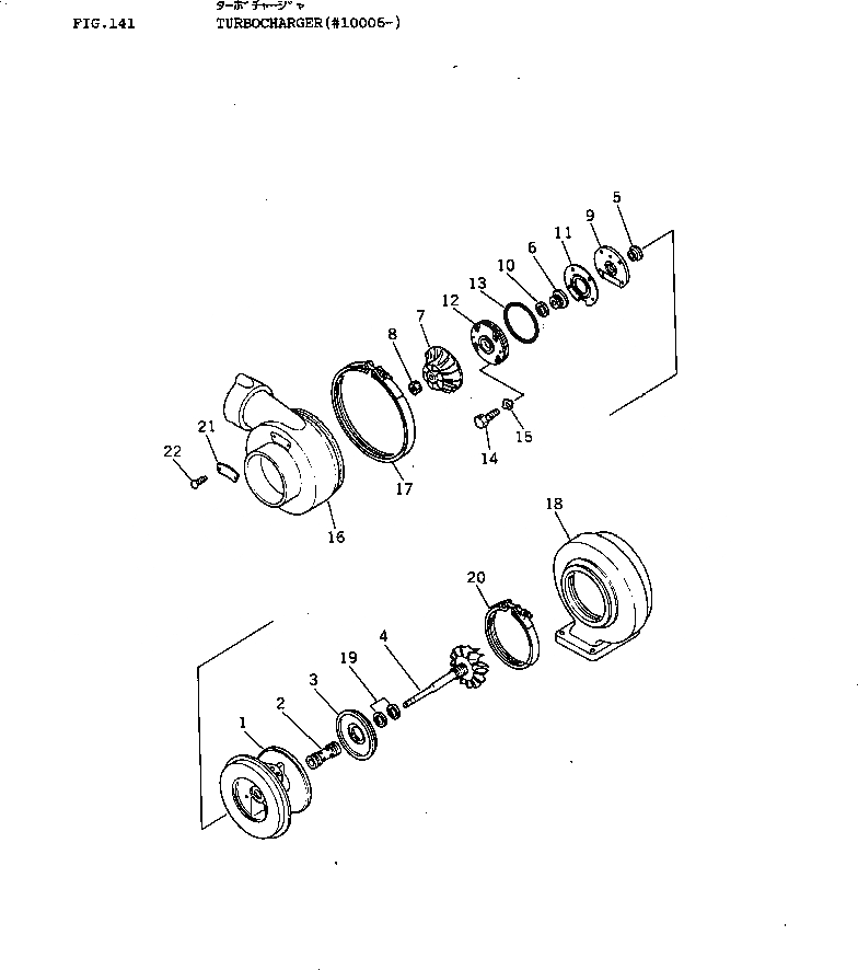 Схема запчастей Komatsu S4D130-1A - ТУРБОНАГНЕТАТЕЛЬ(№-) ГОЛОВКА ЦИЛИНДРОВ