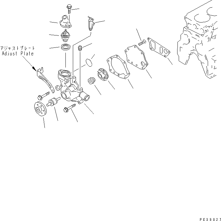 Схема запчастей Komatsu S4D95L-1J-S - ВОДЯНАЯ ПОМПА ДВИГАТЕЛЬ
