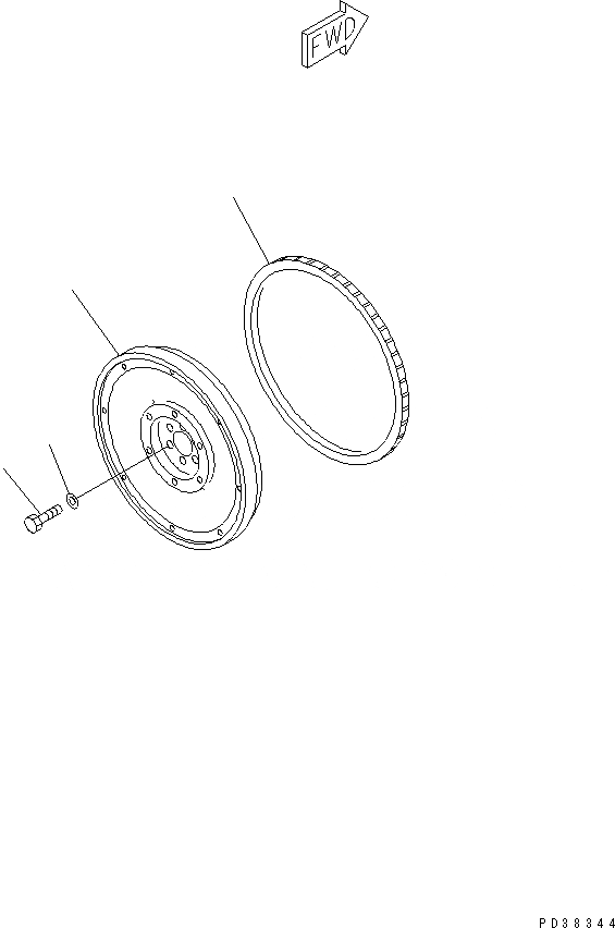 Схема запчастей Komatsu S4D95L-1N - МАХОВИК ДВИГАТЕЛЬ