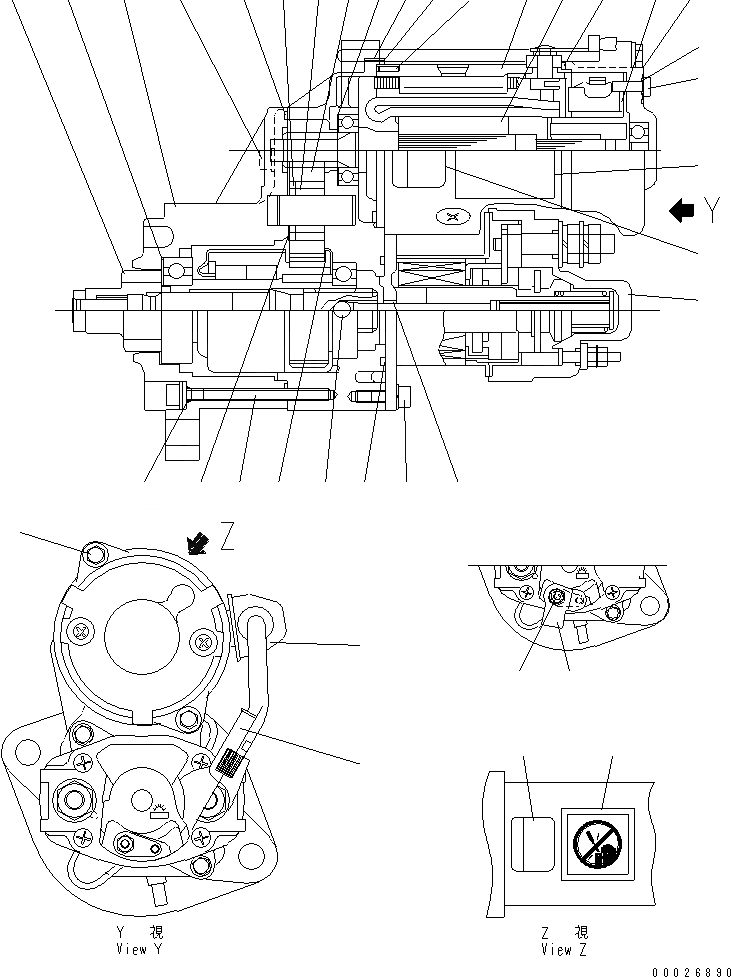 Схема запчастей Komatsu S4D95LE-3A-2A - СТАРТЕР (.KW) (С КРЕПЛЕНИЕМ Э/ПРОВОДКИ) (ВНУТР. ЧАСТИ)(№-) ДВИГАТЕЛЬ
