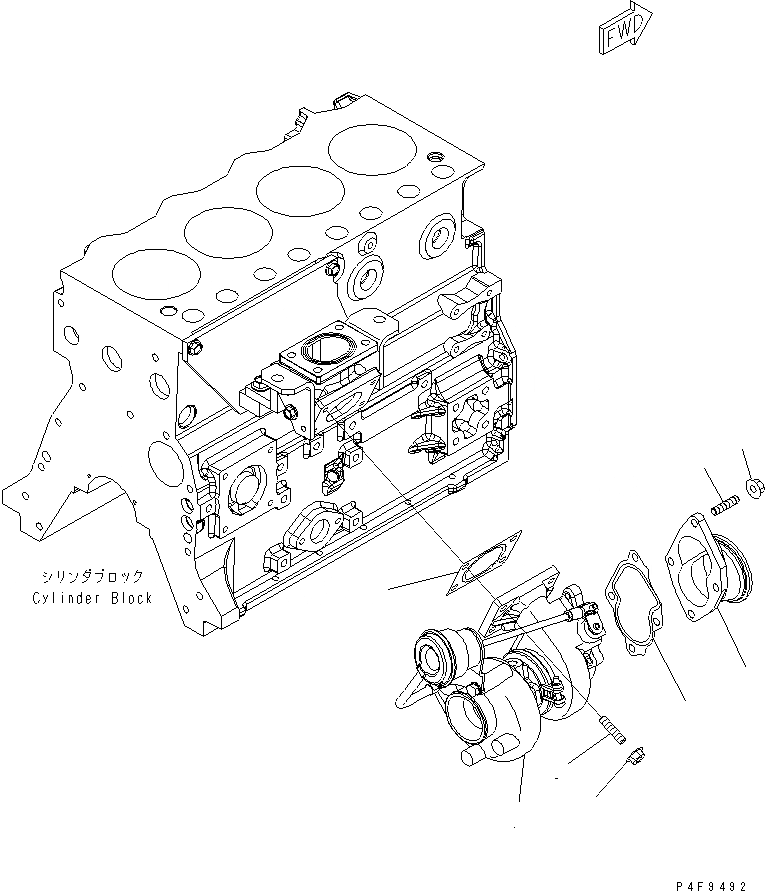 Схема запчастей Komatsu S4D95LE-3-CX - ТУРБОНАГНЕТАТЕЛЬ ДВИГАТЕЛЬ