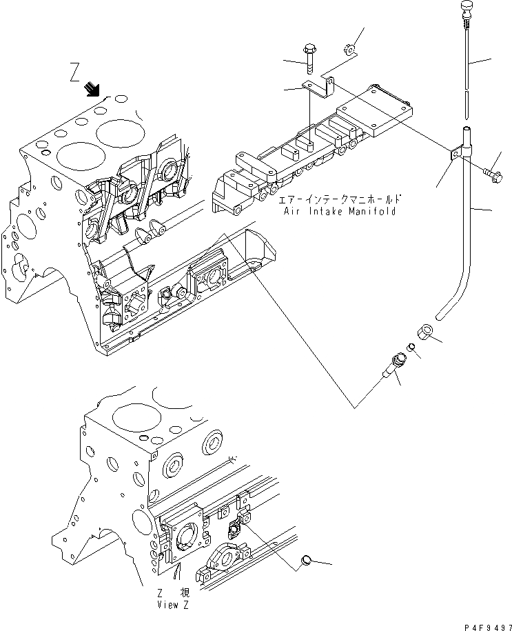 Схема запчастей Komatsu S4D95LE-3-CX - МАСЛ. ЩУП ДВИГАТЕЛЬ