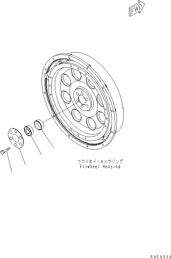 Схема запчастей Komatsu S4D95LE-3-CX - МАХОВИК КРЕПЛЕНИЕ ДВИГАТЕЛЬ