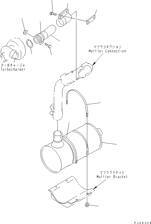 Схема запчастей Komatsu S4D95L-1H - ГЛУШИТЕЛЬ ДВИГАТЕЛЬ