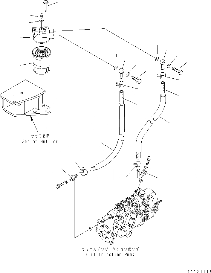 Схема запчастей Komatsu S4D95LE-3B-2M - ТОПЛИВН. ФИЛЬТР.(№-) ДВИГАТЕЛЬ