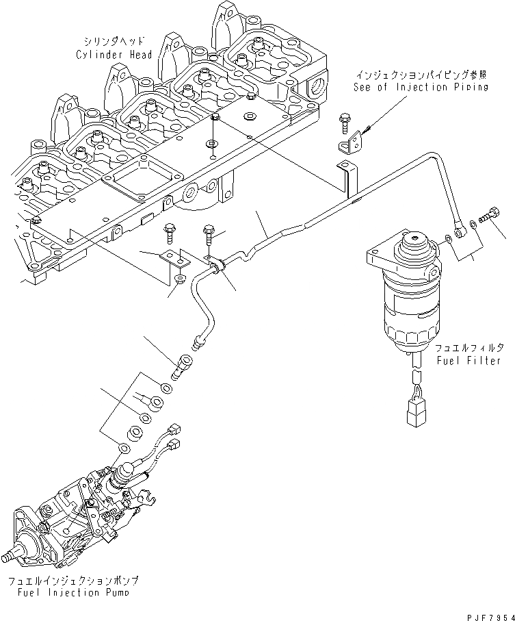 Схема запчастей Komatsu S6D102E-2KK-W - ТРУБЫ ТОПЛ. ФИЛЬТРА (ДЛЯ ОГРАНИЧЕНИЯ ПО ВЫБРОСУ ЕВРОП.) ДВИГАТЕЛЬ