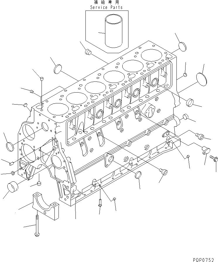 Схема запчастей Komatsu S6D102E-1AB - БЛОК ЦИЛИНДРОВ(№9-) ДВИГАТЕЛЬ