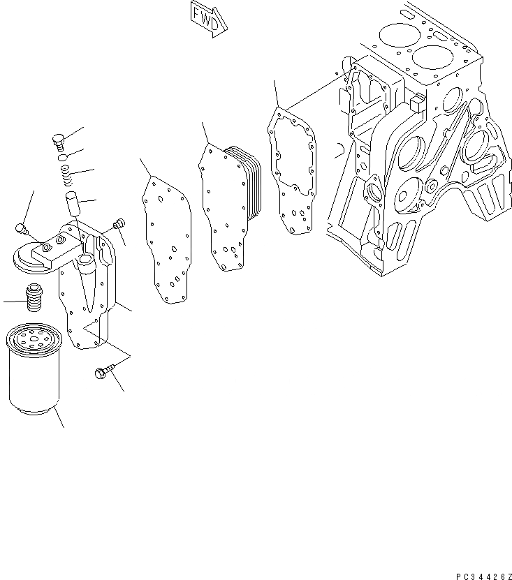 Схема запчастей Komatsu S6D102E-1-Z - МАСЛ. ФИЛЬТР И МАСЛООХЛАДИТЕЛЬ ДВИГАТЕЛЬ