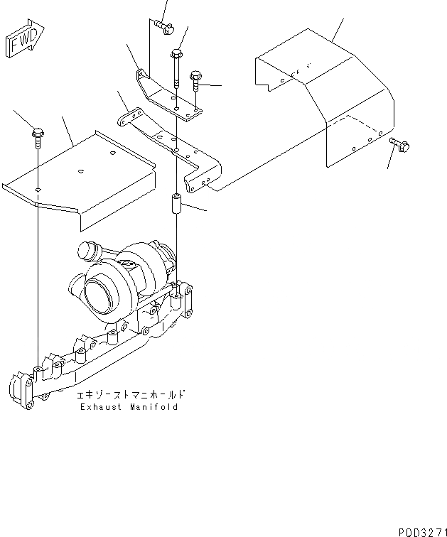 Схема запчастей Komatsu S6D102E-1J - RAIN COVER(№-) ДВИГАТЕЛЬ