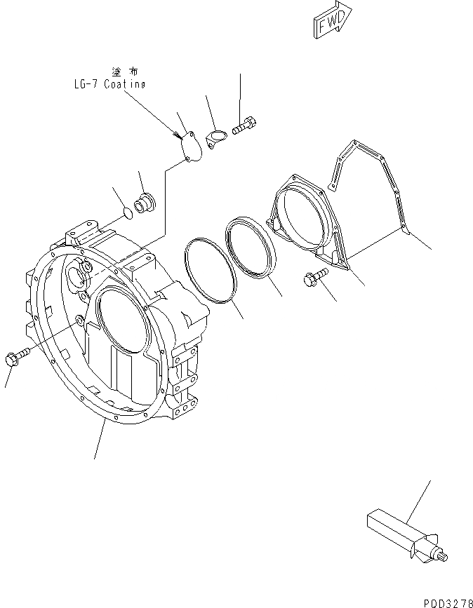 Схема запчастей Komatsu S6D102E-1J - КАРТЕР МАХОВИКА(№-9) ДВИГАТЕЛЬ