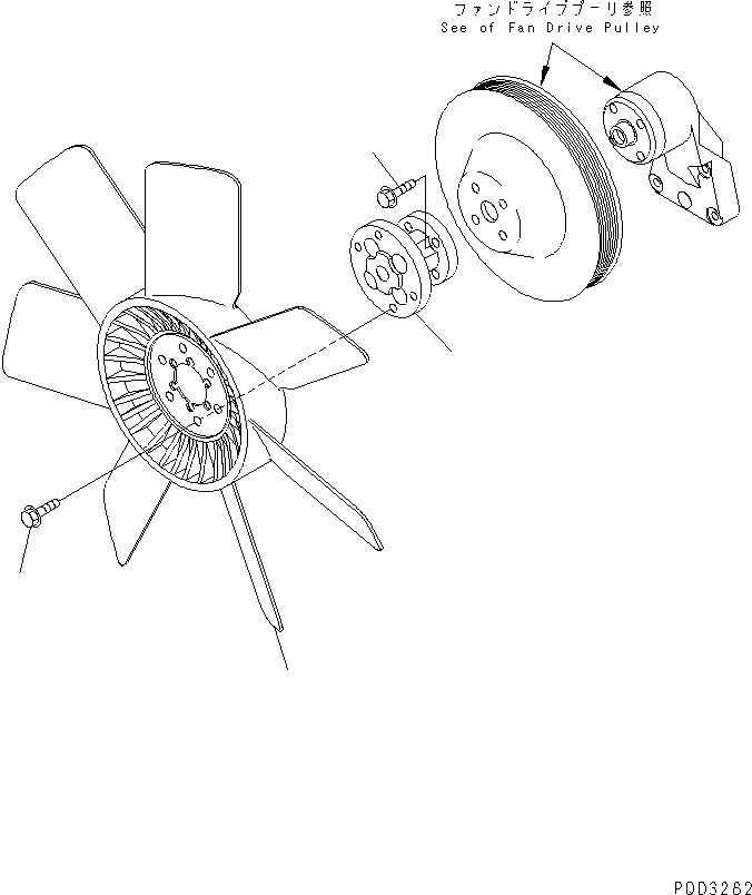 Схема запчастей Komatsu S6D102E-1J - ВЕНТИЛЯТОР ОХЛАЖДЕНИЯ(№-) ДВИГАТЕЛЬ