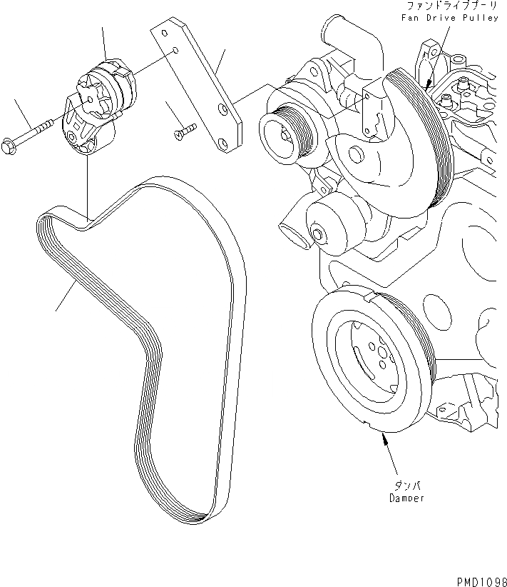 Схема запчастей Komatsu S6D102E-1E-SN - НАТЯЖИТЕЛЬ РЕМНЯ ДВИГАТЕЛЬ