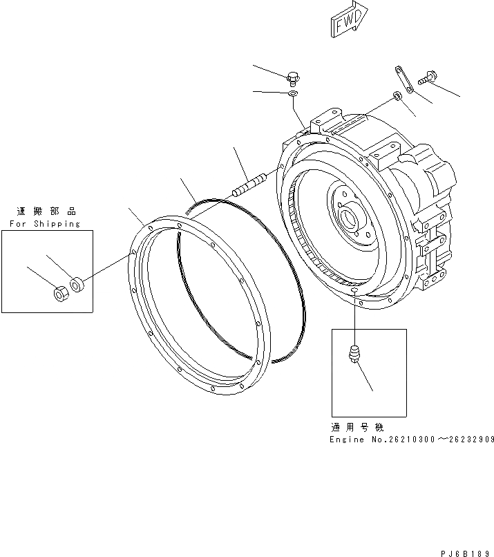 Схема запчастей Komatsu S6D102E-1X - КАРТЕР МАХОВИКА ЗАГЛУШКА И УПЛОТНЕНИЯ(№-) ДВИГАТЕЛЬ