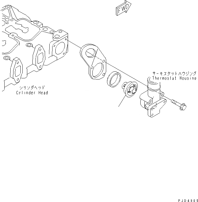 Схема запчастей Komatsu S6D102E-1BB-6C - ТЕРМОСТАТ(№98-) ДВИГАТЕЛЬ