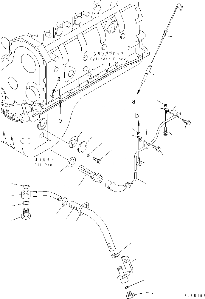 Схема запчастей Komatsu S6D102E-1W-6A - МАСЛЯНЫЙ ПОДДОН КРЫШКАAND МАСЛЯНЫЙ ЩУП (С ОБОГРЕВ-ЛЕМ)(№9-) ДВИГАТЕЛЬ