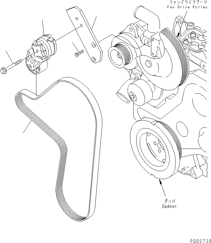 Схема запчастей Komatsu S6D102E-1X-6 - НАТЯЖИТЕЛЬ РЕМНЯ (ДЛЯ A¤ A ГЕНЕРАТОР)(№9-) ДВИГАТЕЛЬ