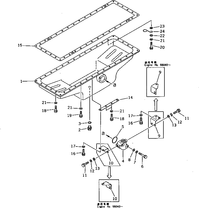 Схема запчастей Komatsu S6D105-B-1A-SS - МАСЛЯНЫЙ ПОДДОН(№978-) БЛОК ЦИЛИНДРОВ