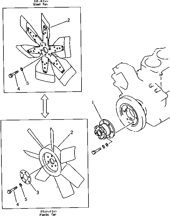 Схема запчастей Komatsu S6D105-B-1A-SS - ВЕНТИЛЯТОР ОХЛАЖДЕНИЯ СИСТЕМА ОХЛАЖДЕНИЯ
