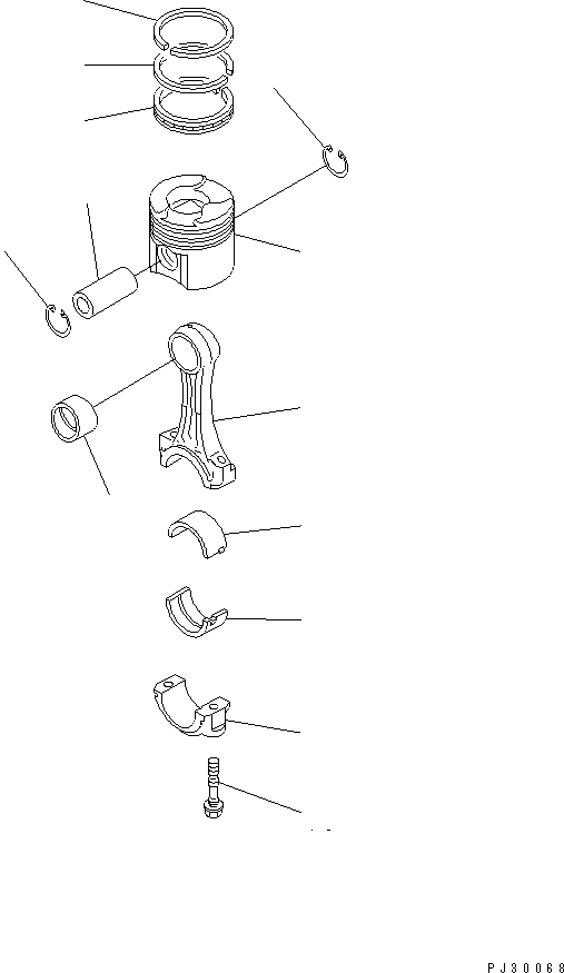 Схема запчастей Komatsu S6D105-B-1A - ПОРШЕНЬ И ШАТУН БЛОК ЦИЛИНДРОВ