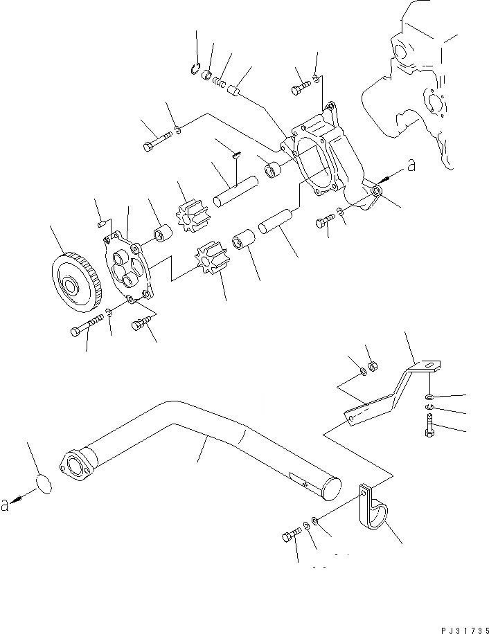 Схема запчастей Komatsu S6D105-B-1A - СМАЗЫВ. НАСОС И ВСАСЫВ. PIPE СИСТЕМА СМАЗКИ МАСЛ. СИСТЕМА