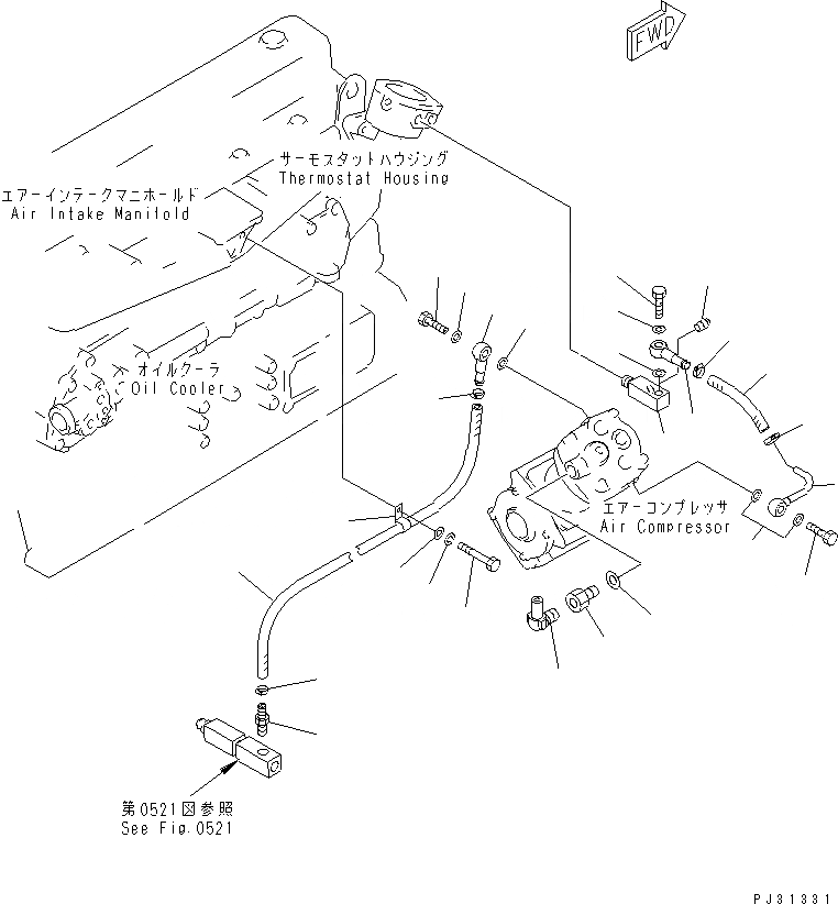 Схема запчастей Komatsu S6D105-1ZZ - ЛИНИЯ КОМПРЕССОРА АКСЕССУАРЫ