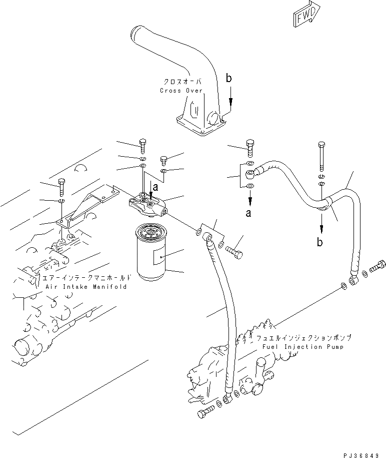 Схема запчастей Komatsu S6D105-1NN - ТОПЛИВН. ФИЛЬТР. И ТРУБЫ(№-) ТОПЛИВН. СИСТЕМА