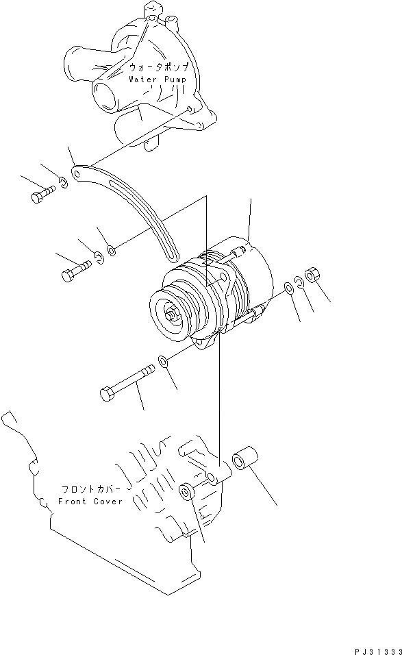 Схема запчастей Komatsu S6D105-1NN - ГЕНЕРАТОР И КРЕПЛЕНИЕ (A) (С НЕ ЗАКАЛЕНН. ШКИВ) ЭЛЕКТРИКА