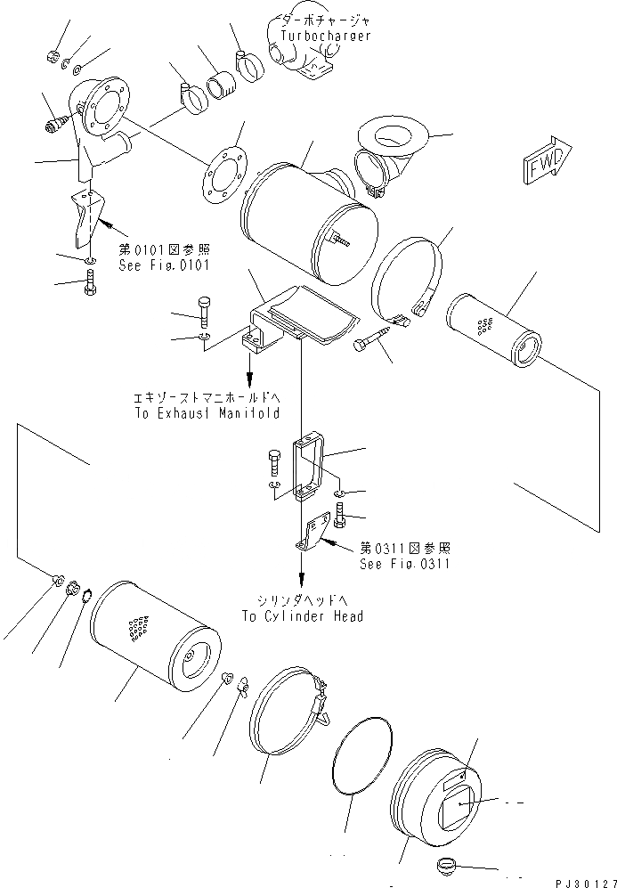 Схема запчастей Komatsu S6D105-1X - ВОЗДУХООЧИСТИТЕЛЬ И КРЕПЛЕНИЕ (ТУННЕЛЬН. СПЕЦ-Я.) ГОЛОВКА ЦИЛИНДРОВ