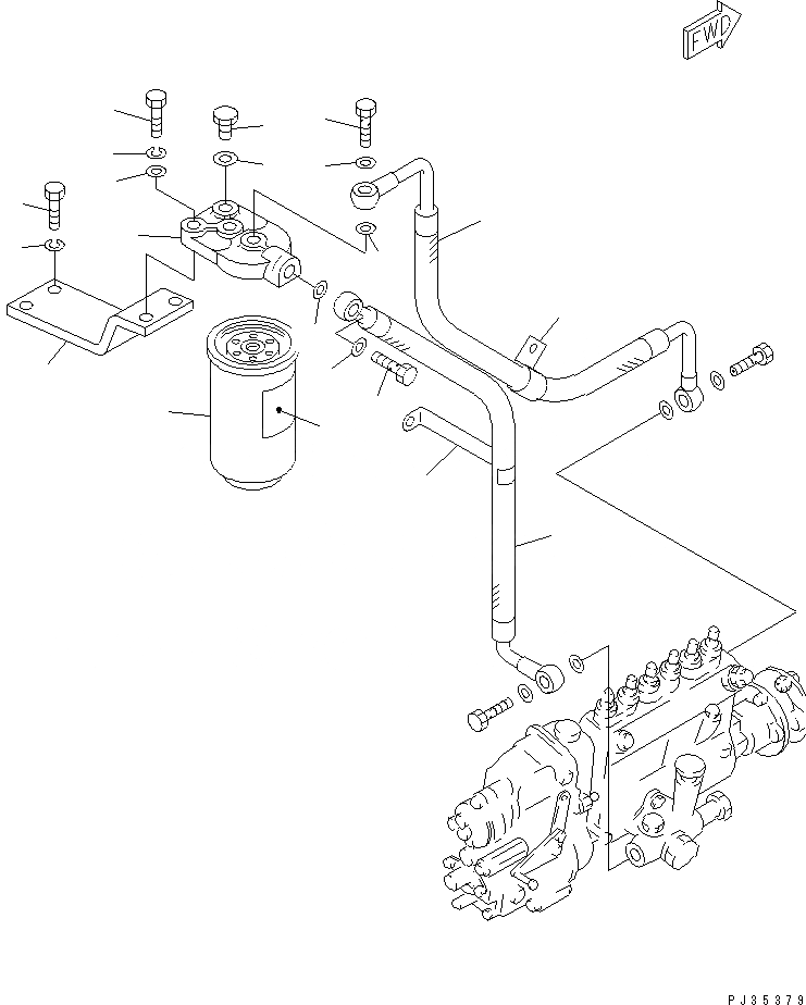 Схема запчастей Komatsu S6D105-1V - ТОПЛИВН. ФИЛЬТР. И ТРУБЫ ТОПЛИВН. СИСТЕМА