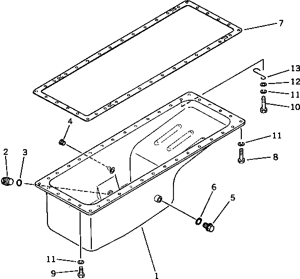 Схема запчастей Komatsu S6D105-1LL - МАСЛЯНЫЙ ПОДДОН БЛОК ЦИЛИНДРОВ