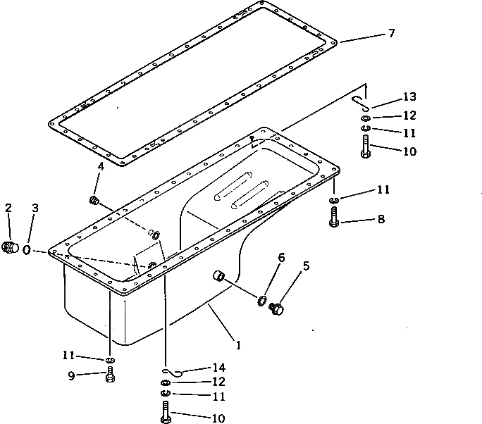 Схема запчастей Komatsu S6D105-1MM-B - МАСЛЯНЫЙ ПОДДОН БЛОК ЦИЛИНДРОВ