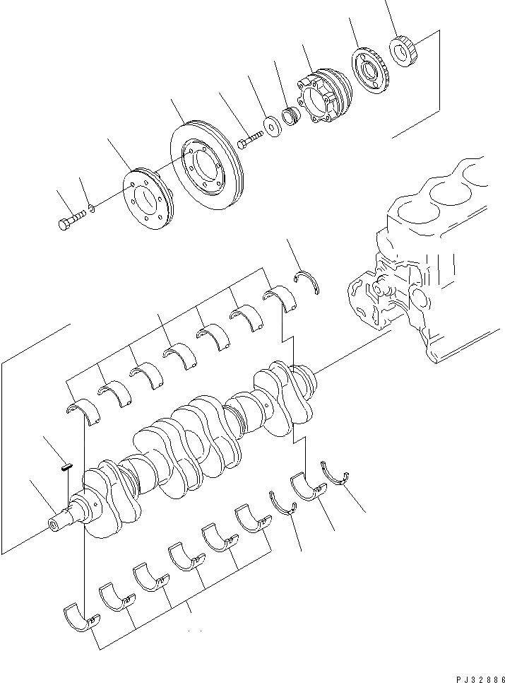 Схема запчастей Komatsu S6D105-1SS - КОЛЕНВАЛ БЛОК ЦИЛИНДРОВ