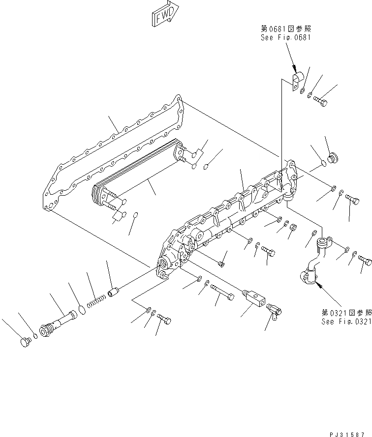 Схема запчастей Komatsu S6D105-1EE - СИСТЕМА СМАЗКИ МАСЛООХЛАДИТЕЛЬ СИСТЕМА СМАЗКИ МАСЛ. СИСТЕМА