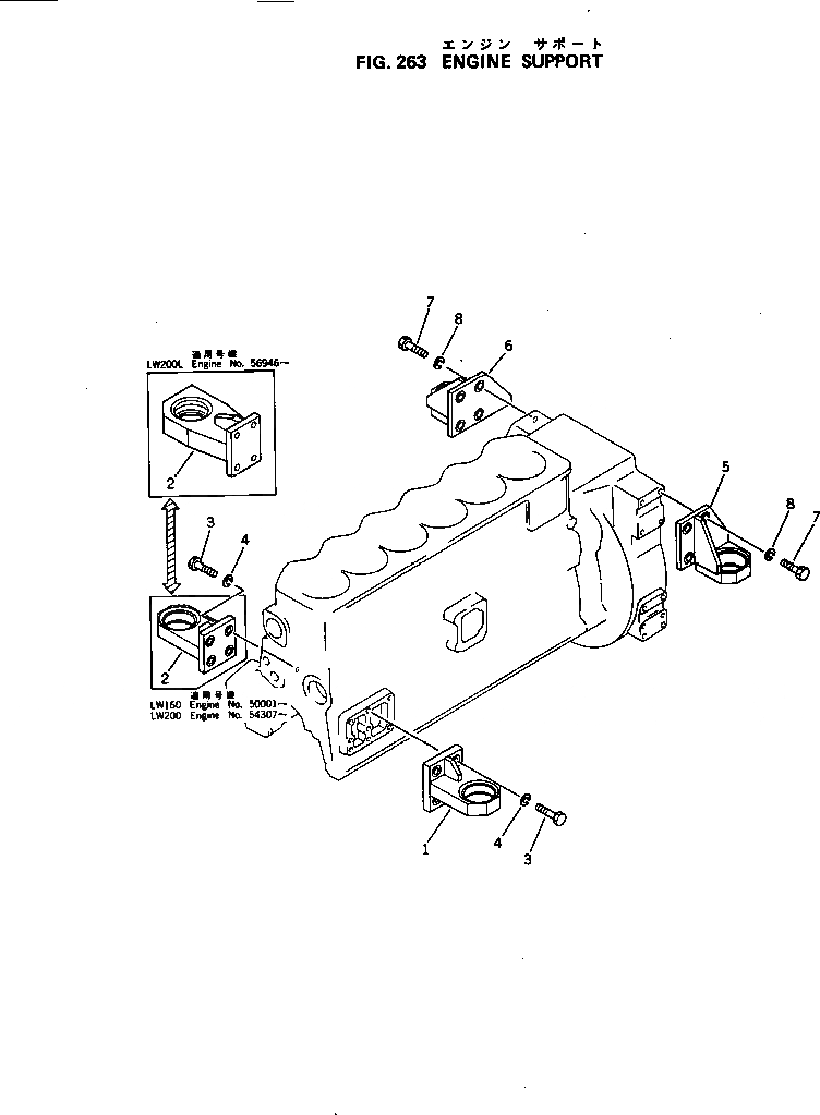 Схема запчастей Komatsu S6D105-1W - ДВИГАТЕЛЬ СУППОРТ БЛОК ЦИЛИНДРОВ