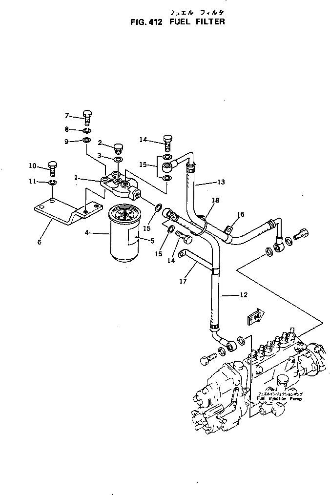 Схема запчастей Komatsu S6D105-1W - ТОПЛИВН. ФИЛЬТР. ТОПЛИВН. СИСТЕМА