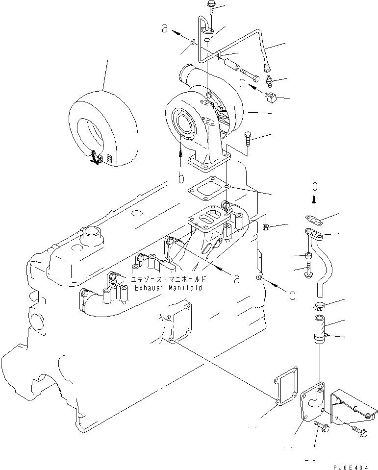 Схема запчастей Komatsu S6D105-1VV-6 - МАСЛОПРОВОДЯЩИЕ ТРУБКИ ТУРБОНАГНЕТАТЕЛЯ (С COVER)(№98-) ДВИГАТЕЛЬ