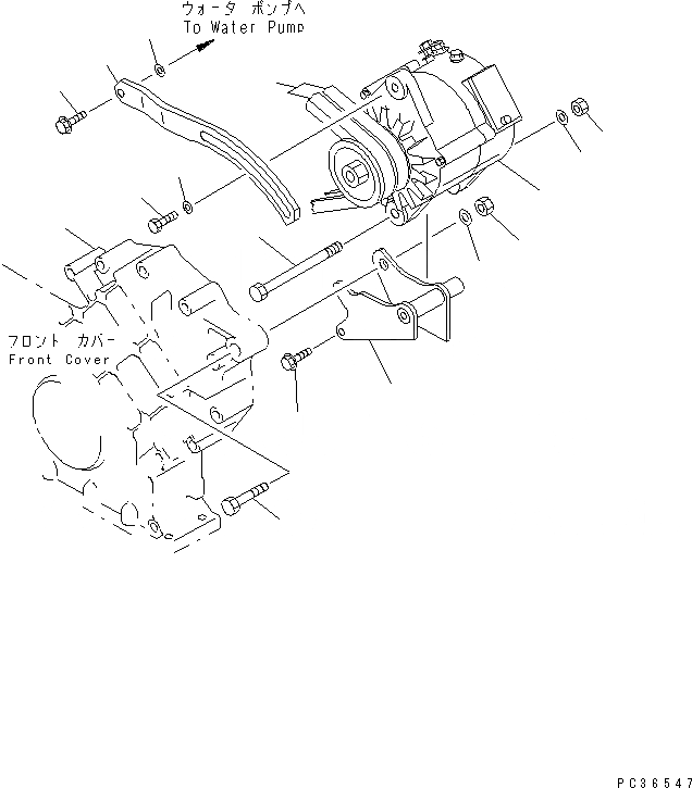 Схема запчастей Komatsu S6D108-1G-6 - КРЕПЛЕНИЕ ГЕНЕРАТОРА (A)(№9-7) ДВИГАТЕЛЬ