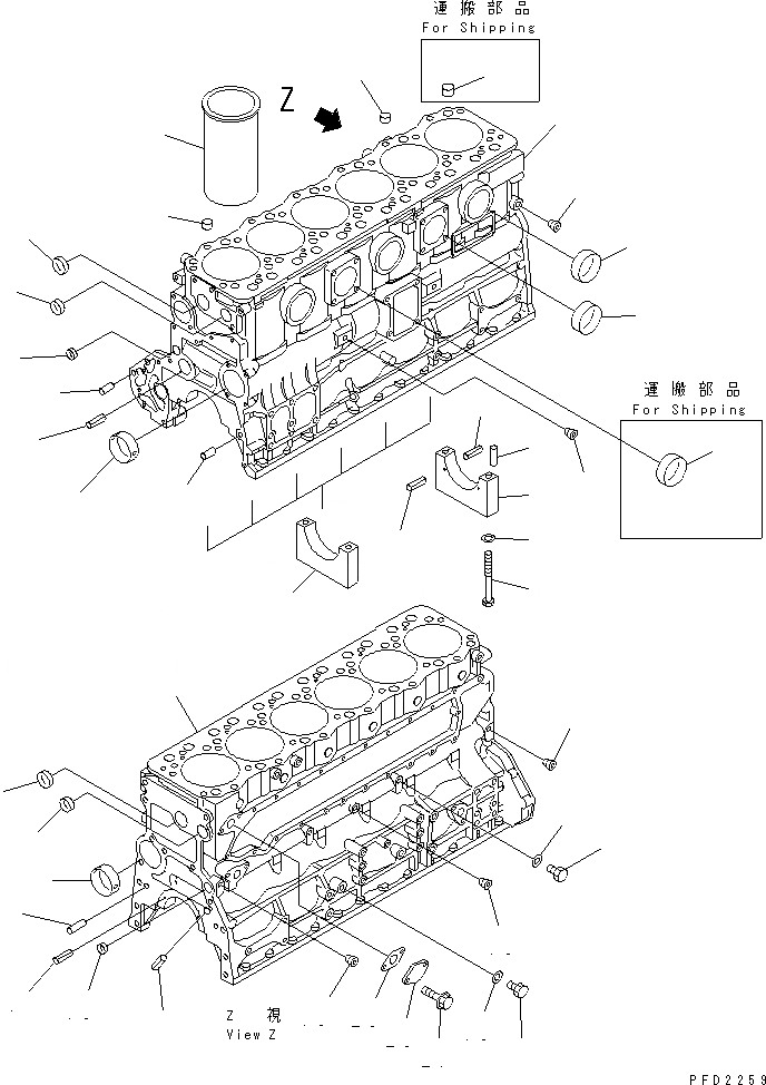 Схема запчастей Komatsu S6D108-1F-6 - БЛОК ЦИЛИНДРОВ(№-) ДВИГАТЕЛЬ