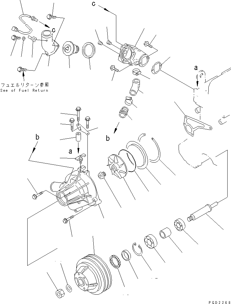 Схема запчастей Komatsu S6D108-1F-6 - ВОДЯНАЯ ПОМПА (С КОМПРЕССОР)(№8-) ДВИГАТЕЛЬ