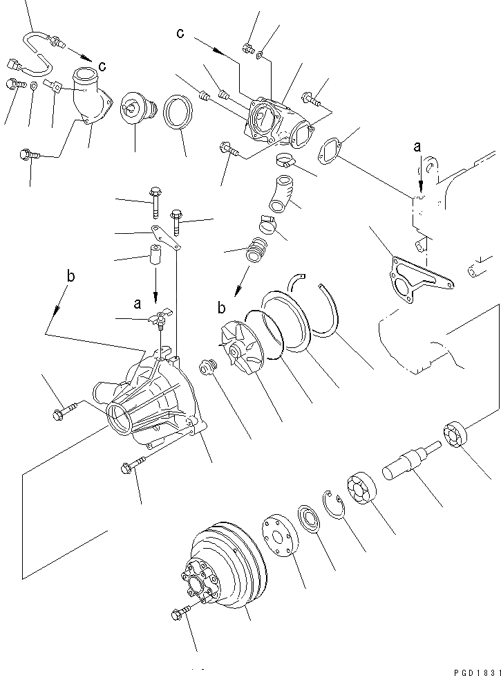 Схема запчастей Komatsu S6D108E-2A-S6 - ВОДЯНАЯ ПОМПА(№-97) ДВИГАТЕЛЬ