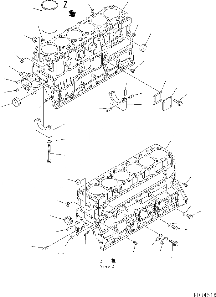 Схема запчастей Komatsu S6D108E-2A-N6 - БЛОК ЦИЛИНДРОВ(№-97) ДВИГАТЕЛЬ