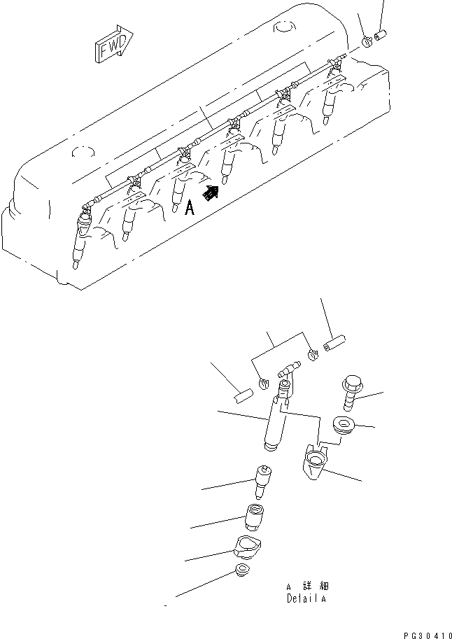Схема запчастей Komatsu S6D108-1E-6S - ФОРСУНКА(№-) ДВИГАТЕЛЬ